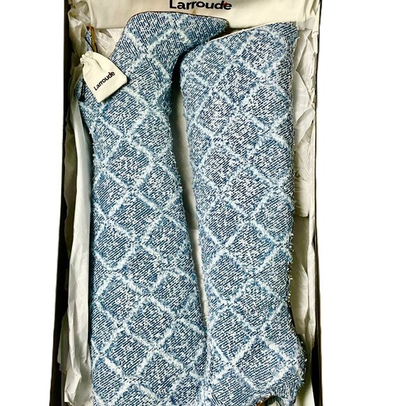 Larroude Kate Slouch Fringe Denim Knee - High Boots Size 9 Handmade in Brazil - Picture 12 of 12